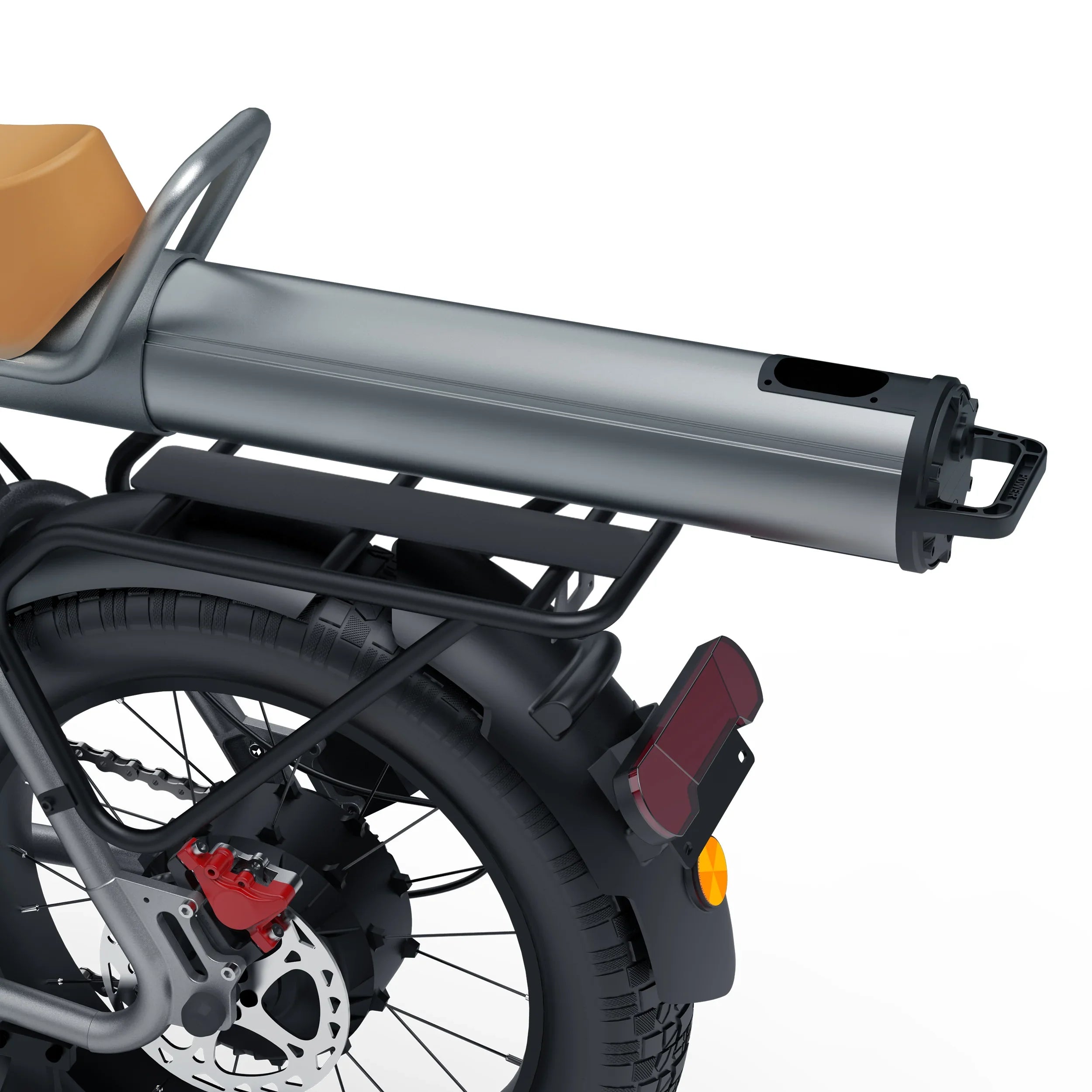 Motorcycle with a luggage rack and box on a white background