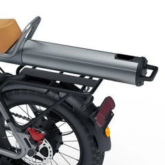Motorcycle with a luggage rack and box on a white background