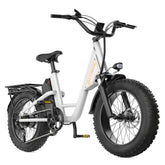 White electric bike with black tires on a white background