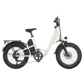 White electric bike with black tires on a white background
