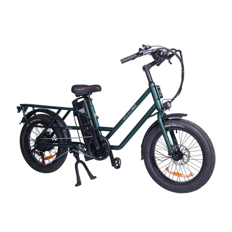 Green electric bike on a white background