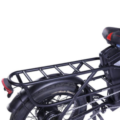 Black motorcycle luggage rack on a white background