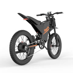 Back view of Bopzin Q8 Electric Bike with orange accents on a white background
