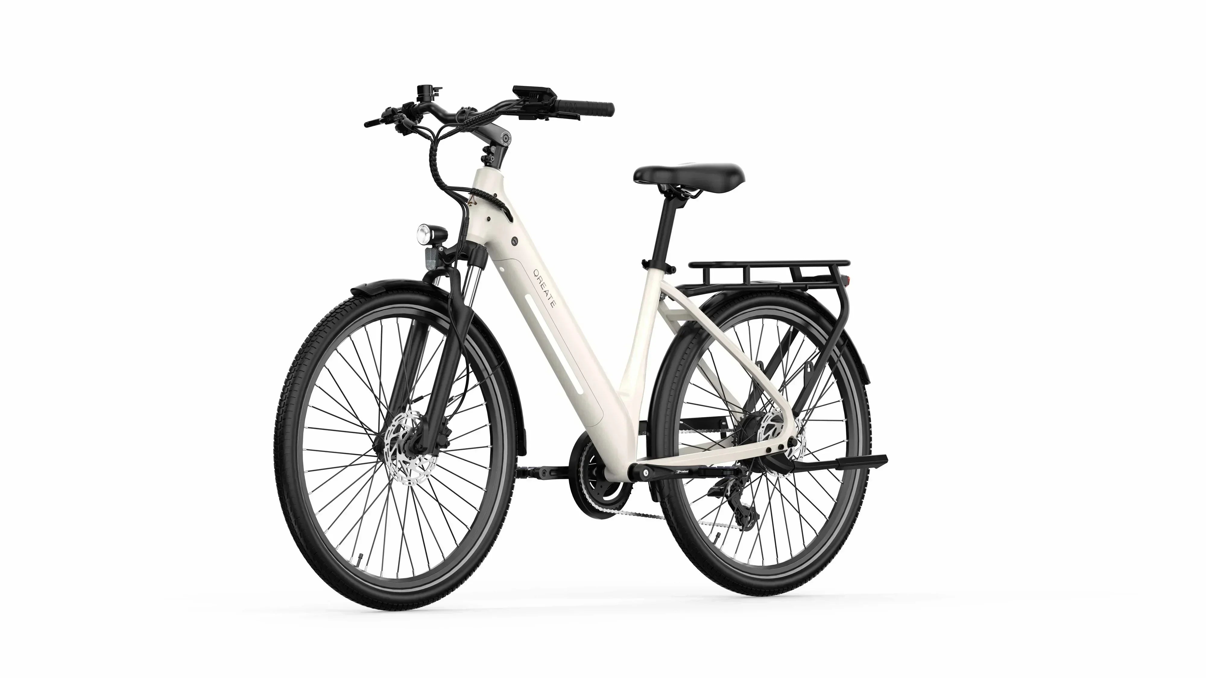 Gravel grey A-Spadz Qreate City Air Electric Bike on a white background - Pogo Cycles