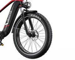 Close-up of a DUOTTS F26 Lite Electric bicycle wheel with Kenda tire on a white background