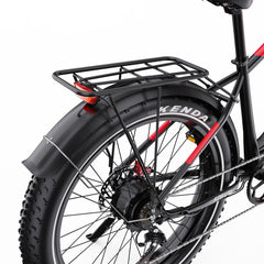 Close-up of a DUOTTS F26 Lite Electric bicycle wheel with Kenda tire on a white background