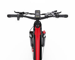 Red DUOTTS F26 Lite Electric Bike with black handlebars on a white background