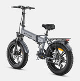Gray Engwe EP-2 Boost Electric Bike with black seat on a white background