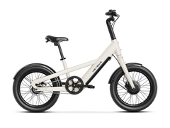 White Heybike EC Compact City Electric Bike with black wheels on a white background