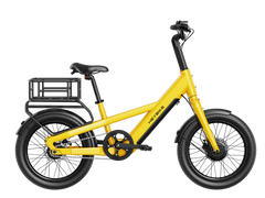 Heybike EC Compact City Electric Bike with black seat and wheels on a white background - Yellow @Pogo Cycles, Ireland
