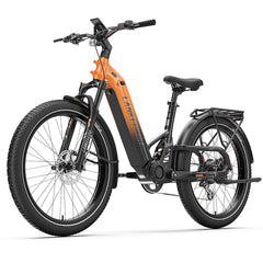 Orange LANKELEISI KETT-8 Urban Electric Bike with black frame on a white background