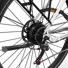 Close-up of a bicycle wheel with chain and gear on a white background - ONESPORT OT12 Urban Electric Bike