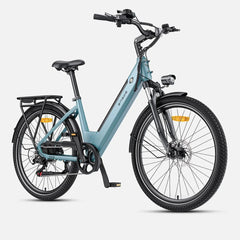 Blue electric bicycle on a white background