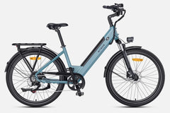 Blue electric bicycle on a white background