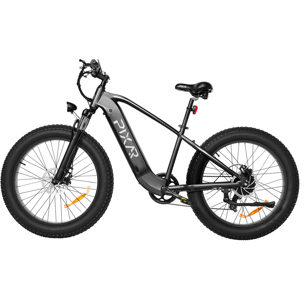 Pixar Space 1 High-Performance Electric Bike in black with 'PIXAR' branding on a white background