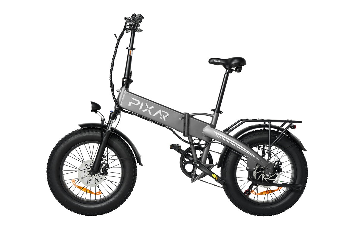 PIXAR STAR-1 in Grey electric bike with 'PIXAR' branding on a white background