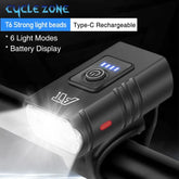 BK02 Bike Light Rechargeable T6 LED Bicycle Lights 6 Modes MTB Flashlight Bicycle Headlight for Cycling Bicycle Front Lamp
