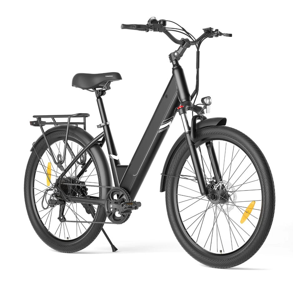 Black Touroll J1 Pro Trekking Electric Bike on a white background