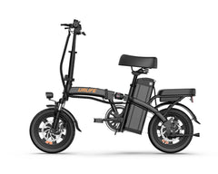 Side View of Black URLIFE F1L Compact Folding Electric Bike on a white background