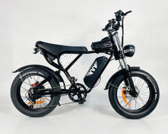 Black YVY C20 Electric Bike on a white background