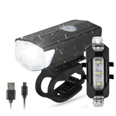 Bike Bicycle Light USB LED Rechargeable Headlight Set Rainproof Cycling Front Back Headlight Lamp Bicycle Warning Flashlight - Pogo Cycles