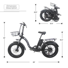 Dimensions description of Keteles KF9 Electric Bike -Ireland- Pogo Cycles