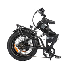 Black electric bike with visible branding on a white background