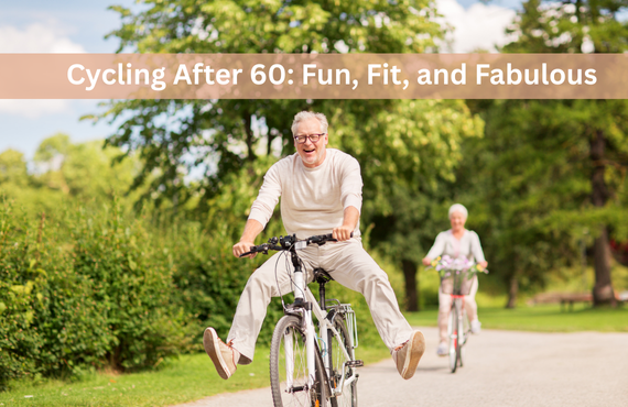 Older adults riding electric bikes on a park path, enjoying a leisure outdoor cycle