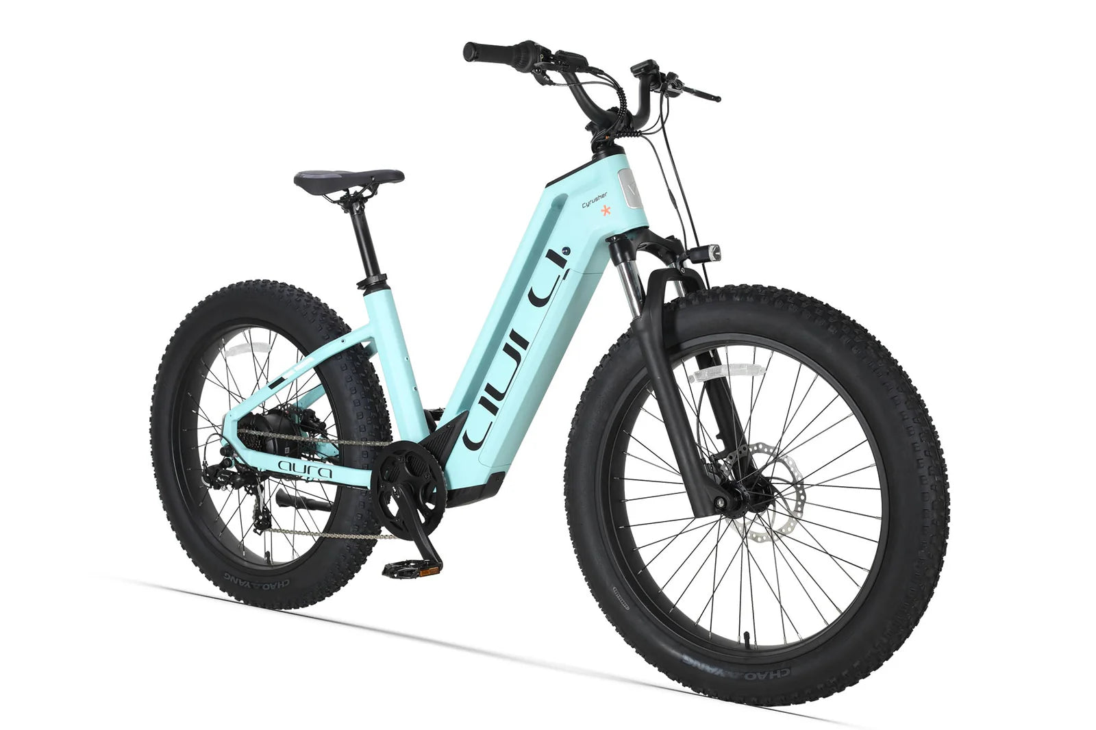 Cyrusher Aura Step-Through Electric Bike in blue right side view on a white background