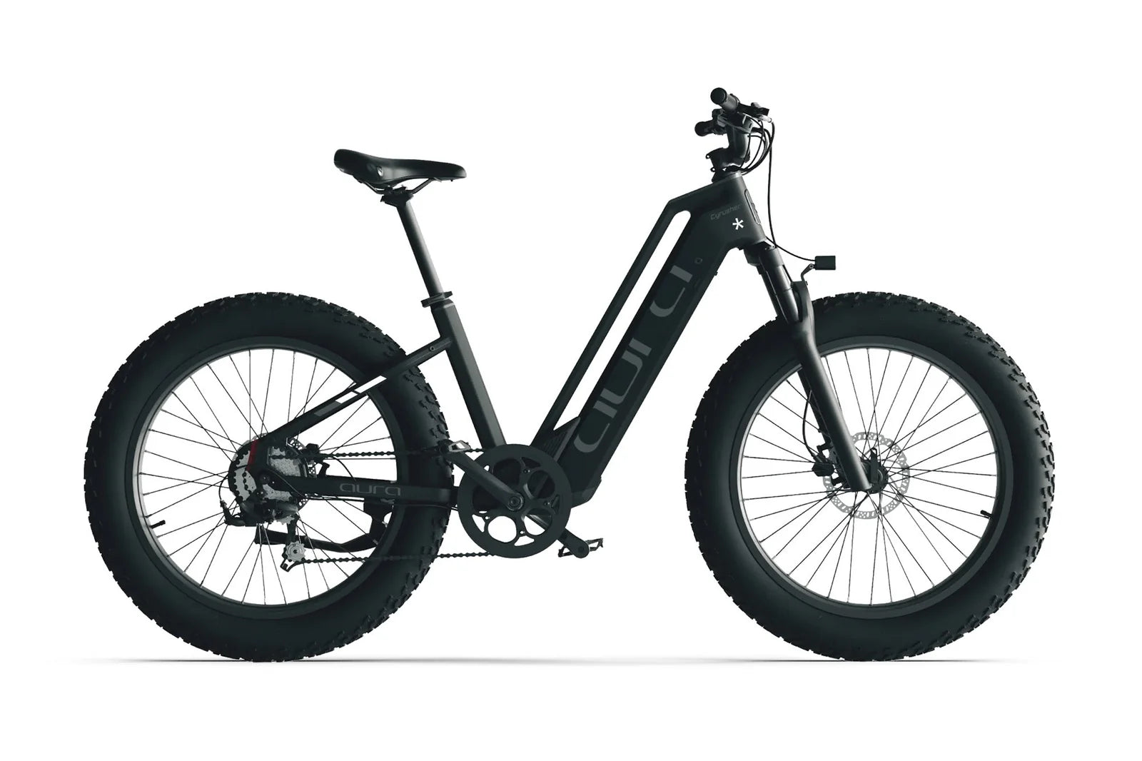 Cyrusher Aura Step-Through Electric Bike in black on a white background