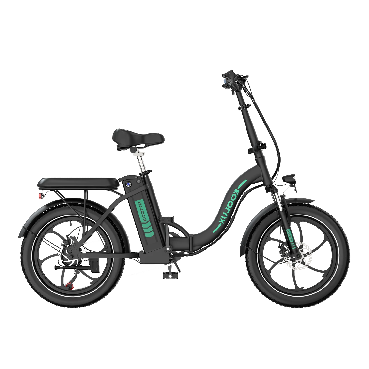 Black KOOLUX BK6S 3.0 Folding Electric Bike in green colour with KOOLUX  branding on a white background