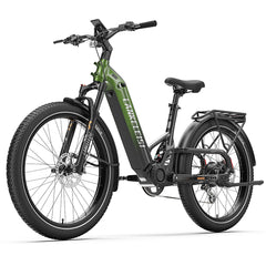 Green LANKELEISI KETT-8 Urban Electric Bike with black frame on a white background
