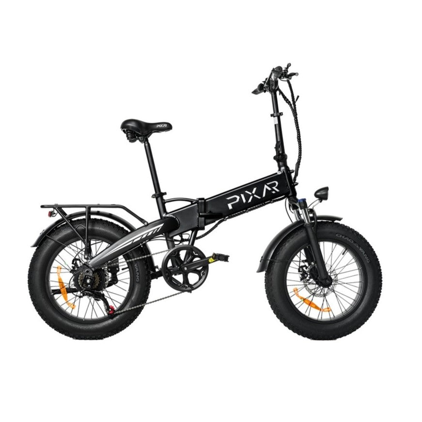 PIXAR STAR-1 foldable electric bike in black with 'PIXAR' branding on a white background