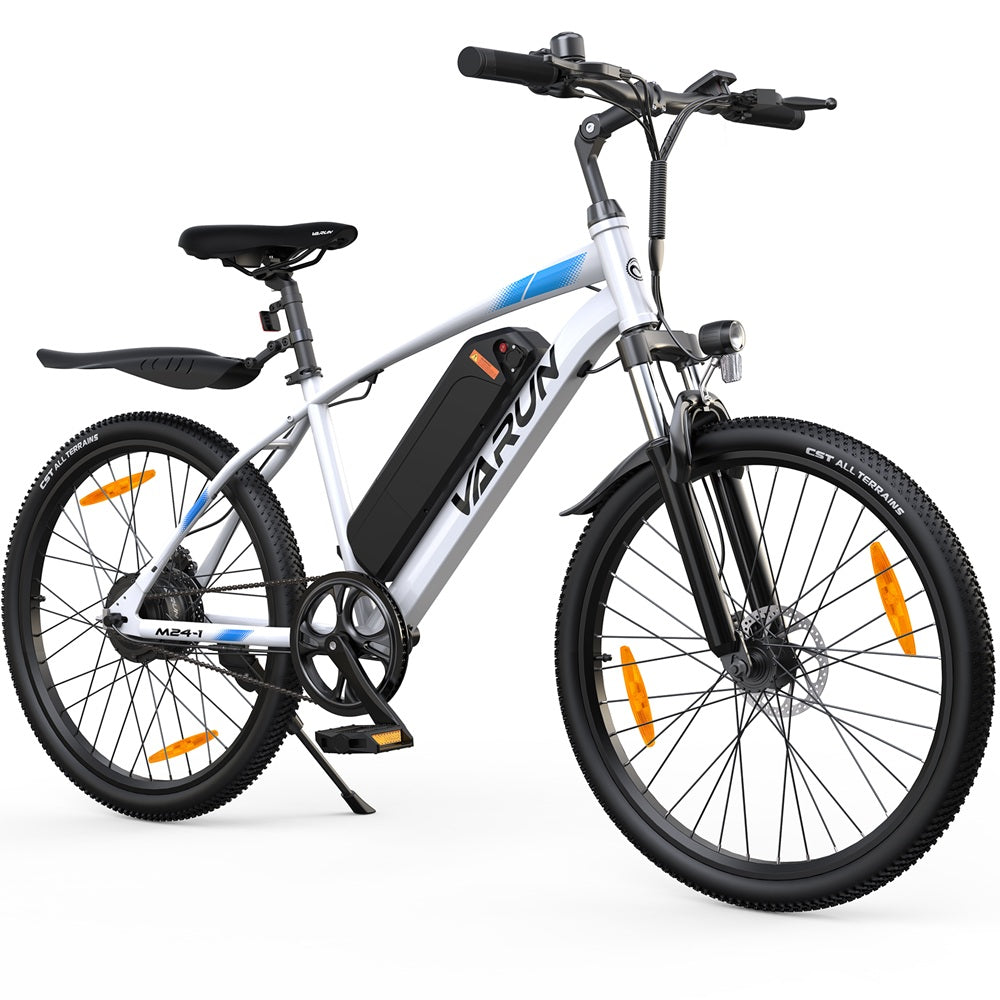 VARUN M24-1 electric bicycle with black and blue accents on a white background