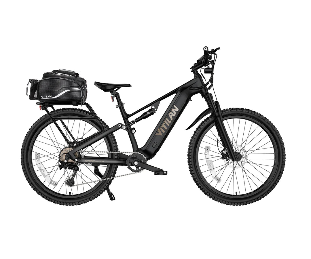 Vitilan M5 electric bicycle in black with a visible brand logo on a white background
