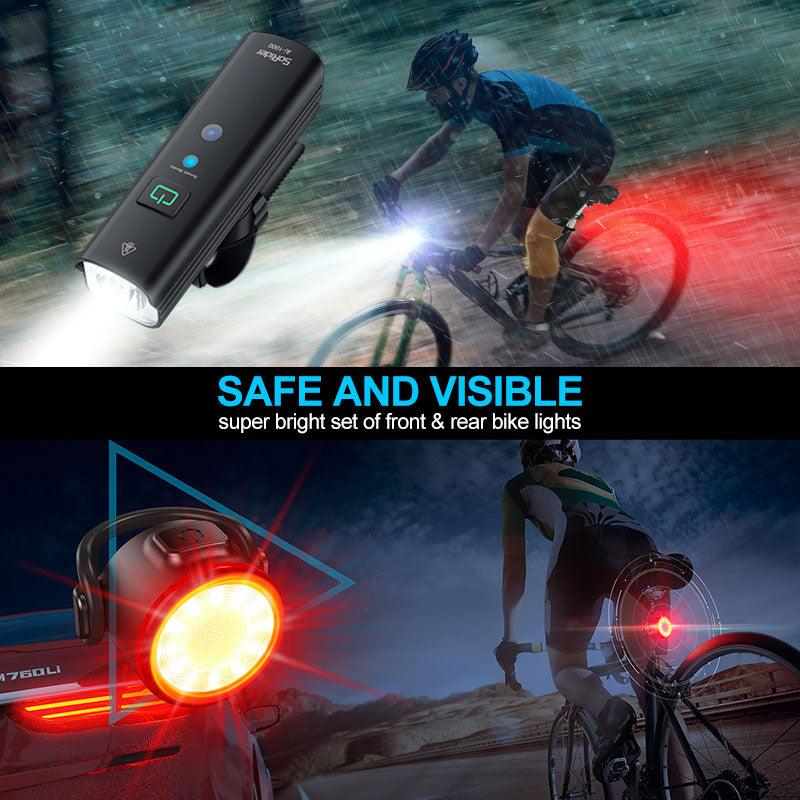 Bike Bicycle Light USB 1200LM4800mAH LED Rechargeable Set Road MTB Bike Front Back Headlight Lamp Flashlight Cycling Light Group - Pogo Cycles