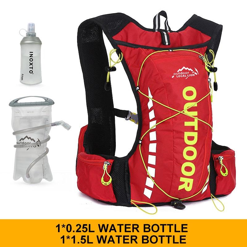 Cycling backpack for men and women, nylon bag, waterproof 8 liters, hiking and camping, 250ml water bottle with 1.5L water bag - Pogo Cycles