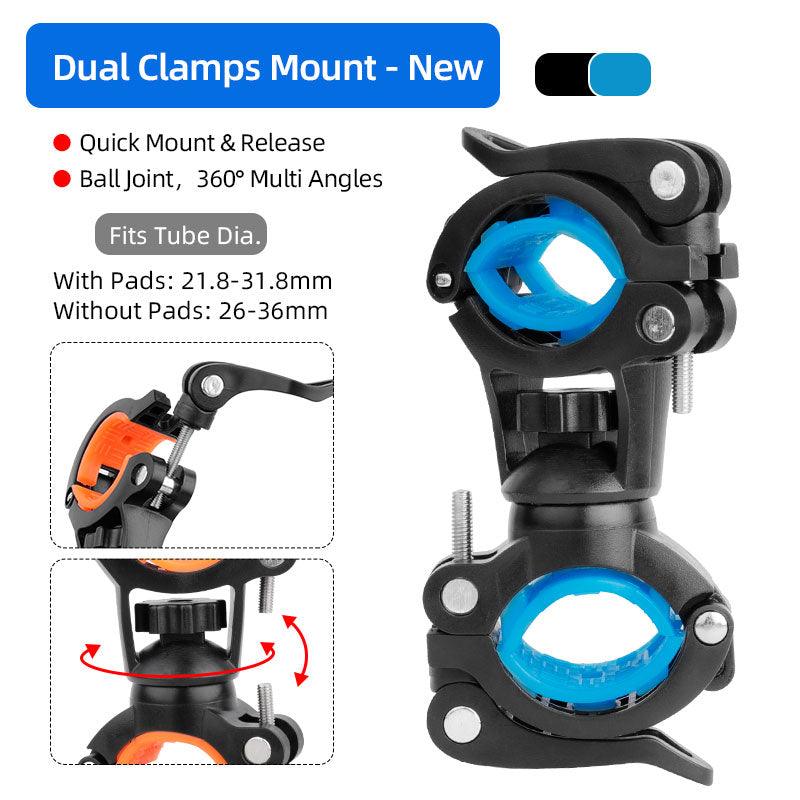 Deemount Bicycle Light Bracket Bike Lamp Holder LED Torch Headlight Pump Stand Quick Release Mount 360 Degree Rotatable HLD-211 - Pogo Cycles