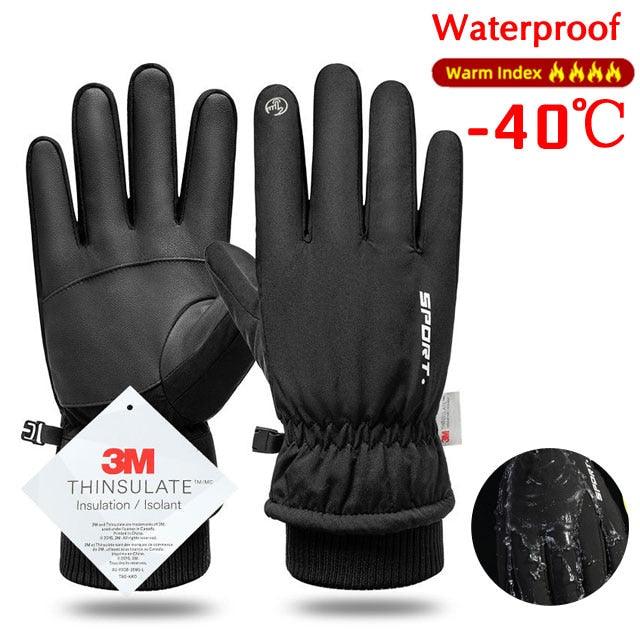 Men Winter Waterproof Cycling Gloves Outdoor Sports Running Motorcycle Ski Touch Screen Fleece Gloves Non-slip Warm Full Fingers - Pogo Cycles