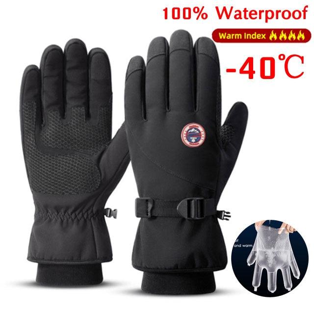 Men Winter Waterproof Cycling Gloves Outdoor Sports Running Motorcycle Ski Touch Screen Fleece Gloves Non-slip Warm Full Fingers - Pogo Cycles