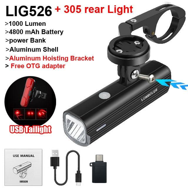 NEWBOLER Bicycle Light Front 1000Lumen Bike Light 4800mAh Waterproof Flashlight USB Charging MTB Road Cycling Lamp Accessories - Pogo Cycles