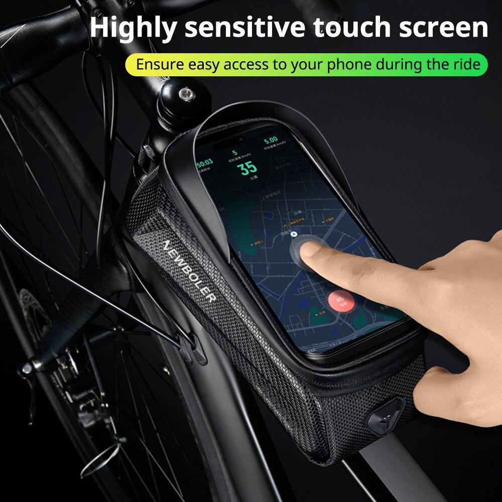 NEWBOLER Bike Bag 2L Frame Front Tube Cycling Bag Bicycle Waterproof Phone Case Holder 7.2Inches Touchscreen Bag Accessorie - Pogo Cycles