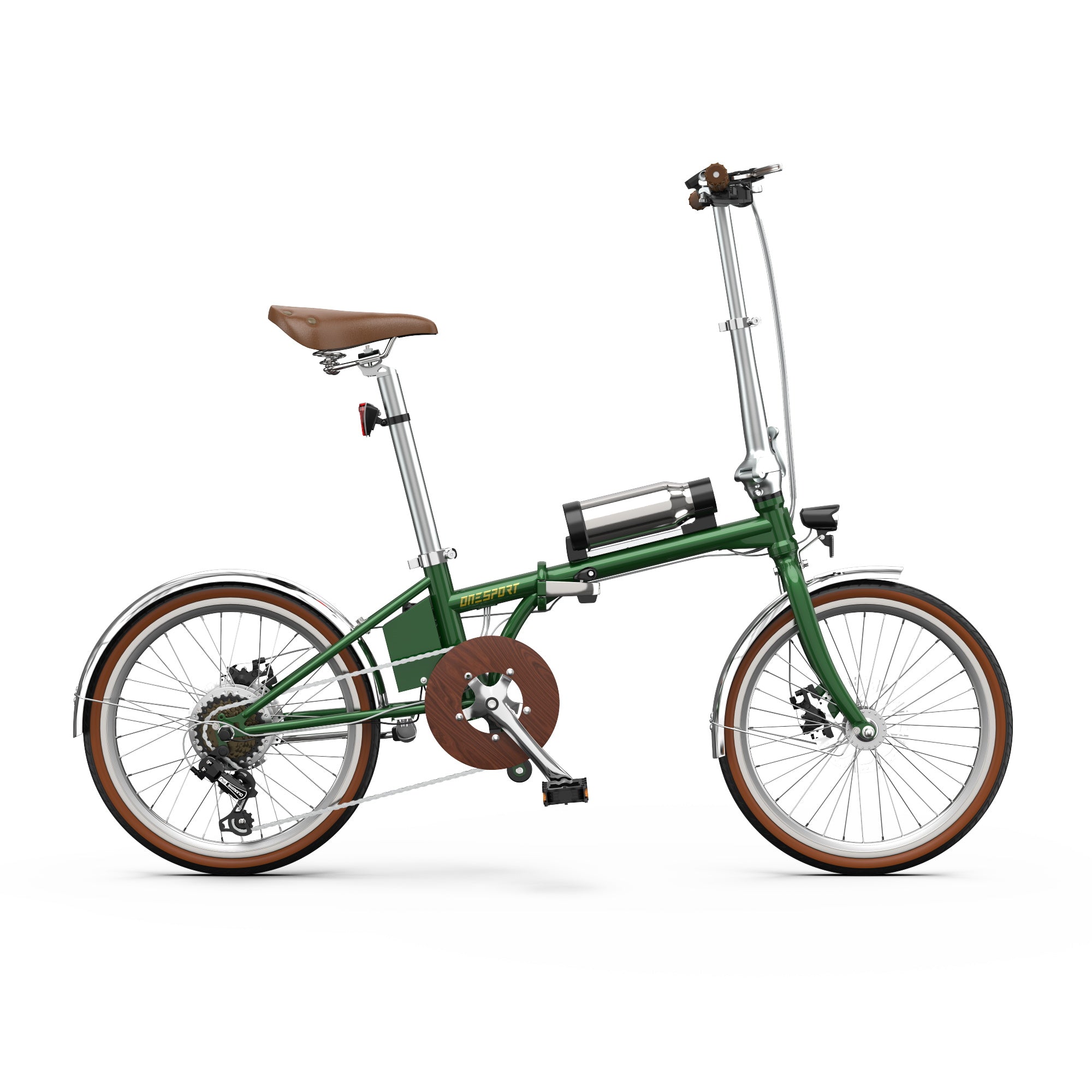 Green Onesport OT02 Pro Electric Bike on a white background