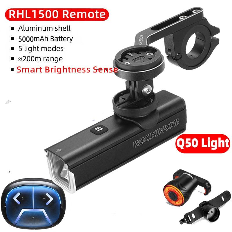 ROCKBROS 400-1000LM Bicycle Light GoPro Mount Holder USB Type-c Rechargeable Fit Garmin Bryton IGS Computer Cycling Headlight - Pogo Cycles