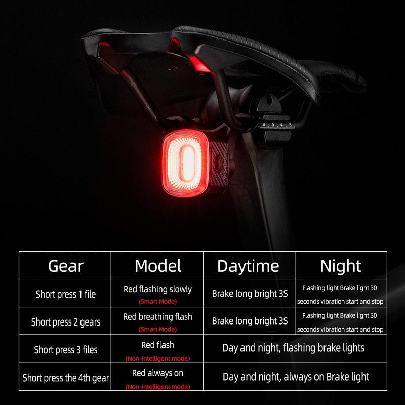 ROCKBROS Type-C Bicycle Tail Light Waterproof Flashlight for Bike 4 Modes Warning Safety Ultralight Rear Lamp Cycle Accessories - Pogo Cycles