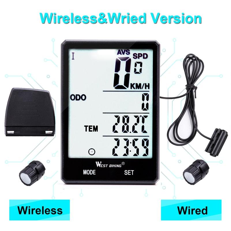 WEST BIKING Cycling Speedometer Digital Large Screen Waterproof LCD Wireless and Wired Bike Odometer Bicycle Computer - Pogo Cycles