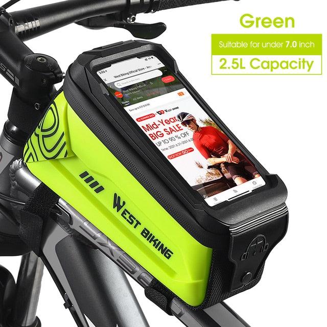 WEST BIKING Hard Shell TPU Bicycle Bag Touchscreen 6-7.4" Phone Stand Waterproof Front Beam Bag MTB Road Bike Cycling Equipment - Pogo Cycles