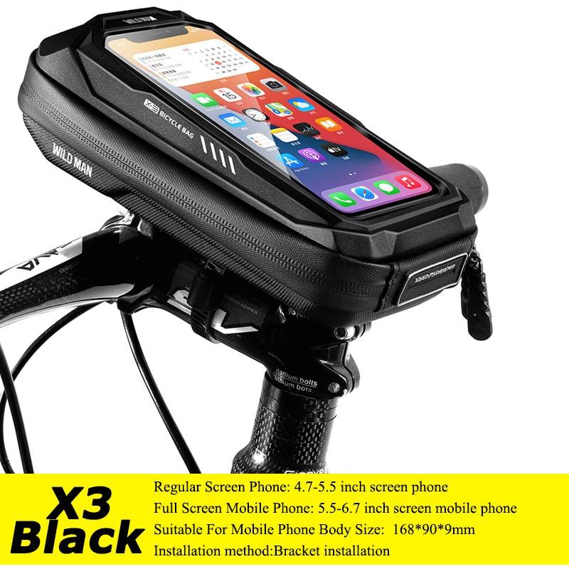 WILD MAN Bicycle Bag 5.5-6.6 Inch Phone Bag Waterproof Front Frame Bag Sensitive Touch Screen MTB Bag Road Bike Accessories - Pogo Cycles