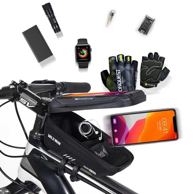 WILD MAN Bicycle Bag 5.5-6.6 Inch Phone Bag Waterproof Front Frame Bag Sensitive Touch Screen MTB Bag Road Bike Accessories - Pogo Cycles