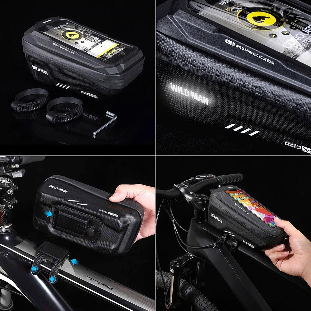 WILD MAN Bicycle Bag 5.5-6.6 Inch Phone Bag Waterproof Front Frame Bag Sensitive Touch Screen MTB Bag Road Bike Accessories - Pogo Cycles